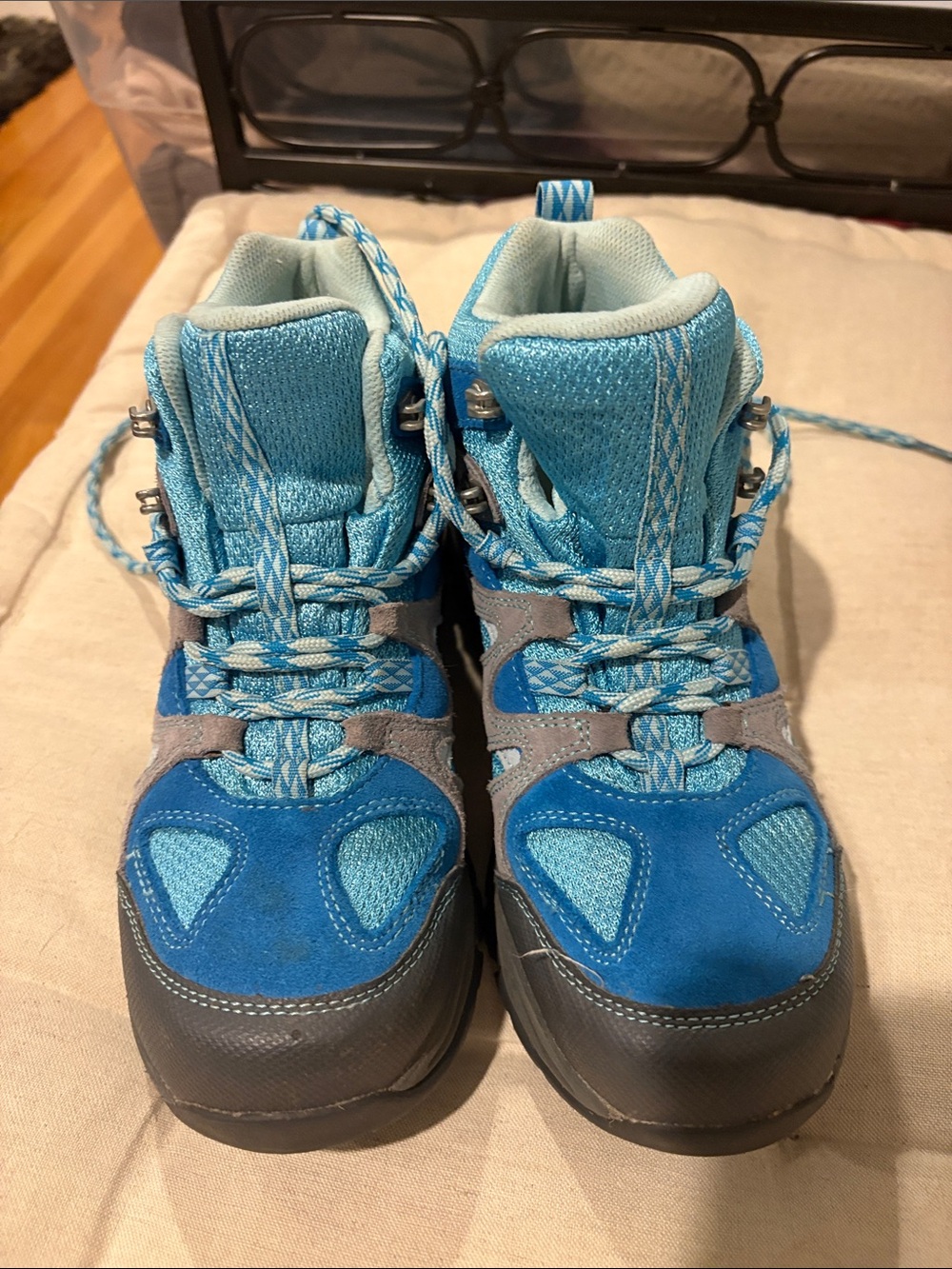 L.L. Bean Kids Light Blue and Blue Hiking Boots